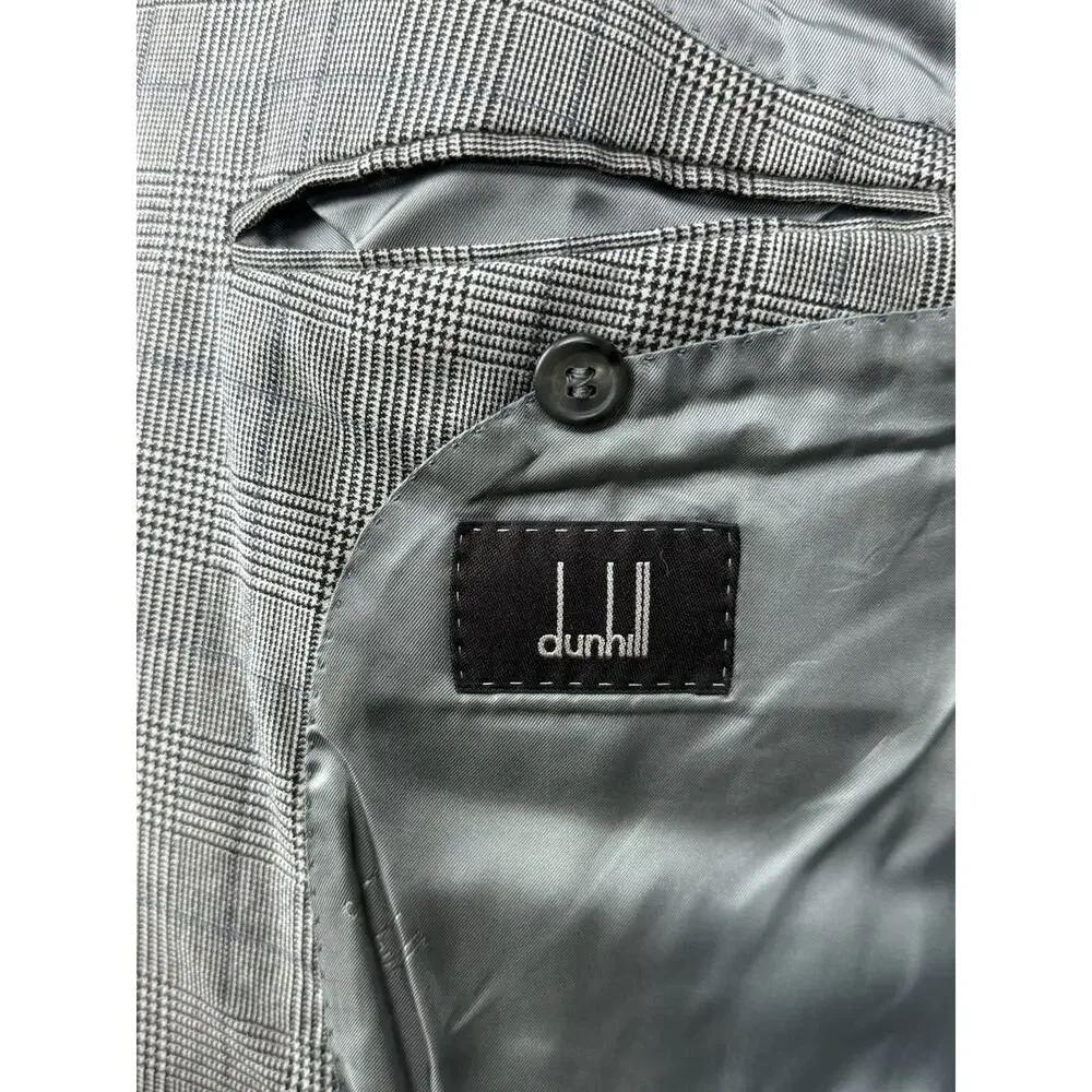 Dunhill Mens Made In Italy Gray Glencheck Blazer 42R Slim Fit